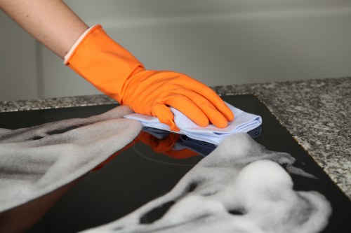 Professional oven cleaning service for a Soho kitchen with built-in appliance